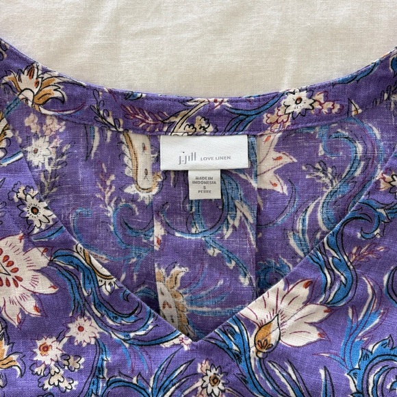 J. Jill Dress Purple Floral Love Linen Sleeveless Linen - Picture 7 of 7